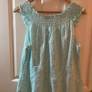 Vineyard Vines sleeveless smock neck lined blouse